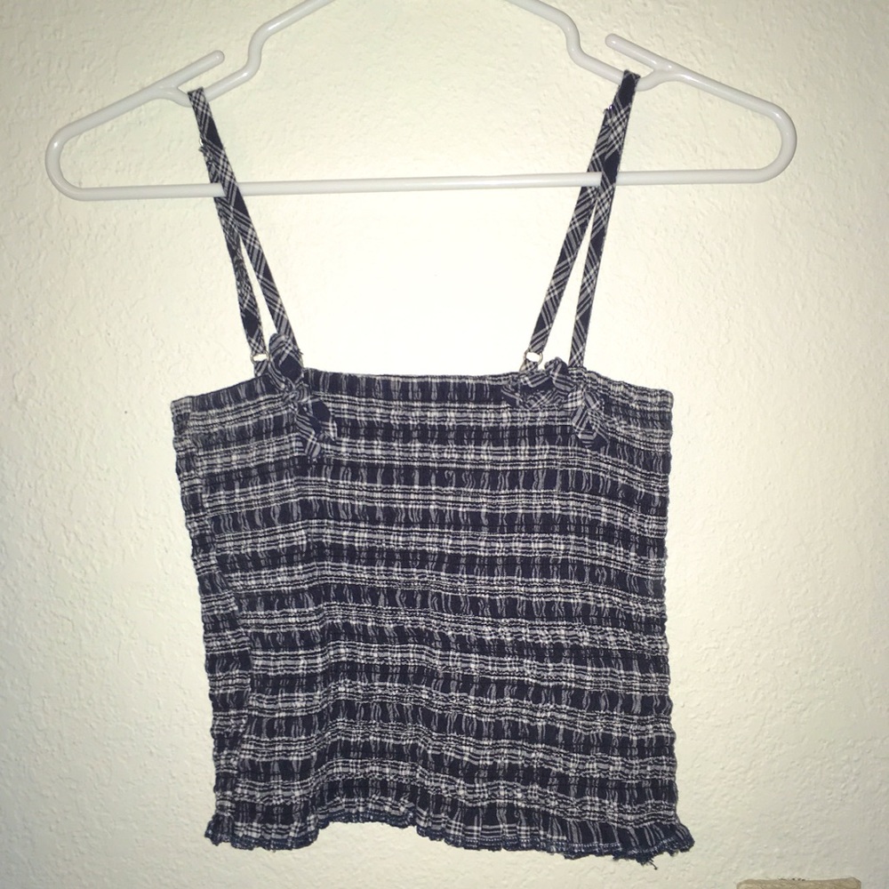 American eagle blue & white gingham crop tank top